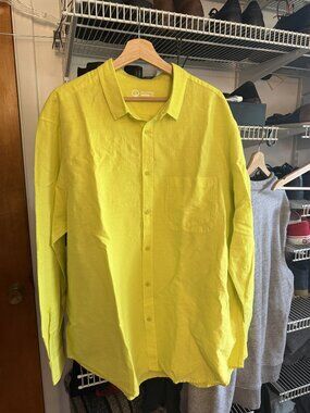 Outlier Breezy Linen Shirt Neon Lime XXL, Made in Portugal